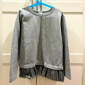 Crewcuts size 12 grey sweatshirt with sparkle silver tulle at bottom hem